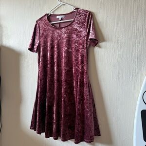 Crushed Velvet Mini Dress in Burgundy
